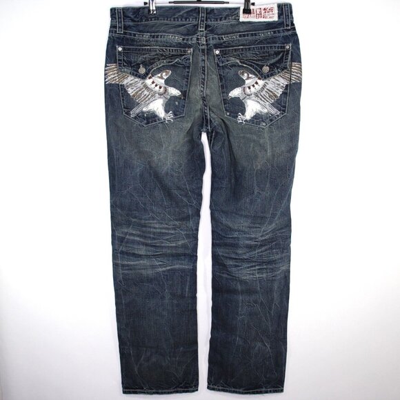 Key Closet Mens 40 x 33 Y2K Style Eagle Straight Jeans NEW M1038 - Picture 1 of 7